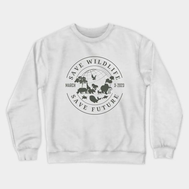 world wildlife day, save wildlife save future Crewneck Sweatshirt by Ballari